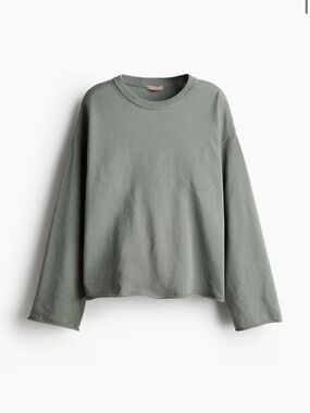 H&M Muted Sage Green Knit Crewneck Sweater + Shorts Set